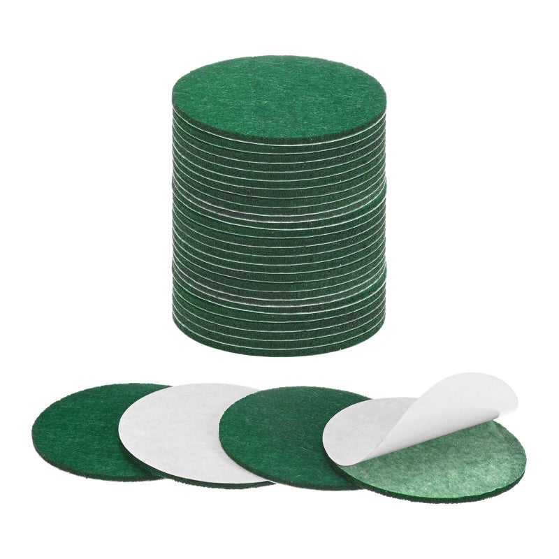 M METERXITY 30-Pack Lamp Base Felt, 2.5 Inch Dia. 2mm Thick Self Adhesive Round Fabric Felt Pads for Lamp/Furniture/DIY, Non-Slip Fiber Backed Patch Circles with Adhesive Backing [Green] - Image 1